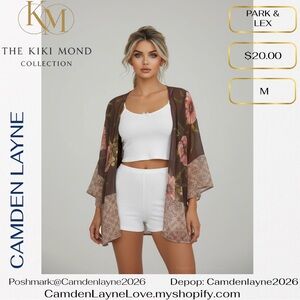 Floral Kimono Cardigan - Brown and Pink
